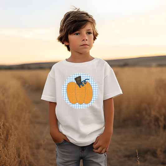 Boy Pumpkin Circle Applique DTF Transfer