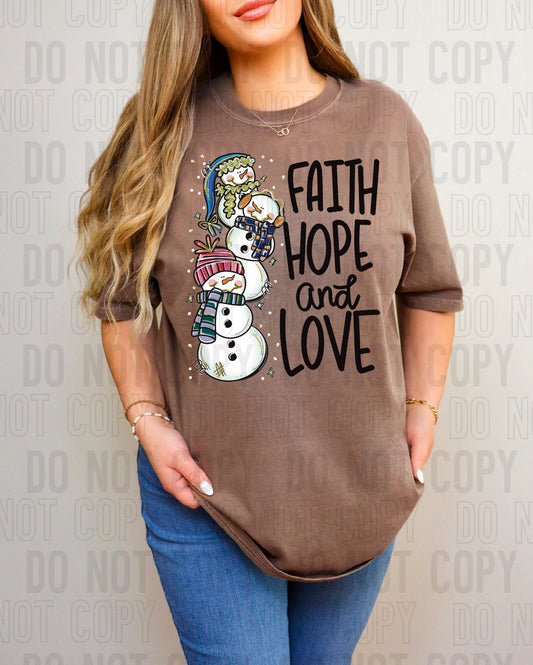 Faith Hope And Love Snowmans DTF Transfer