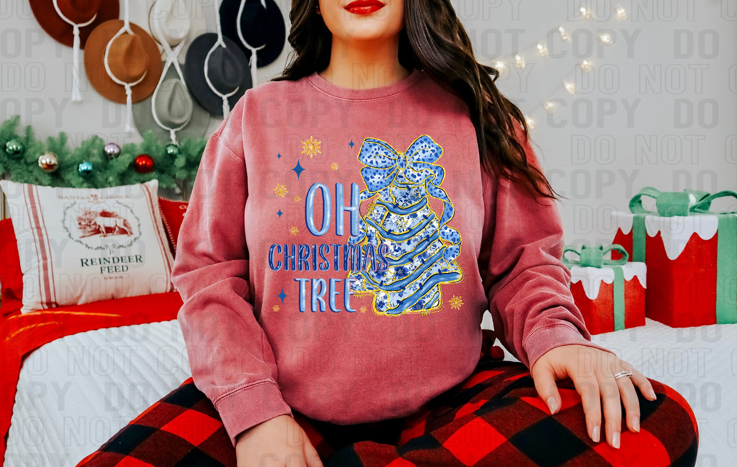 Oh Christmas Tree Blue DTF Transfer