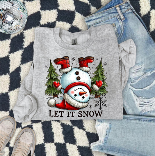 Let It Snow Upside Down Snowman DTF Transfer