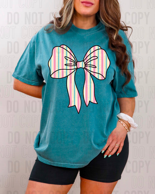 Pastel Striped Coquette Bow DTF Transfer