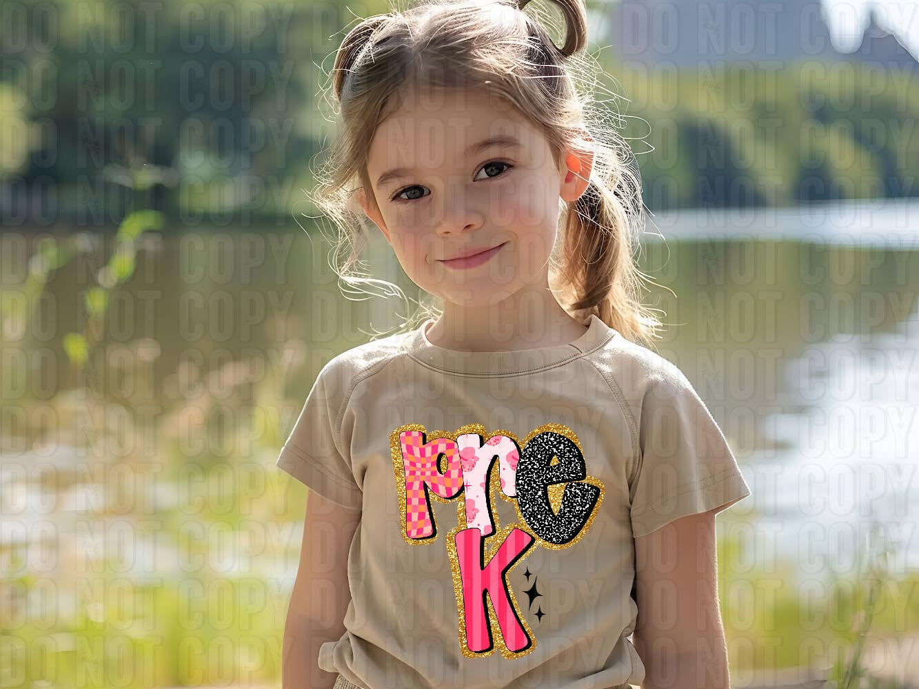 Pre-k Preppy Gold Outline DTF Transfer