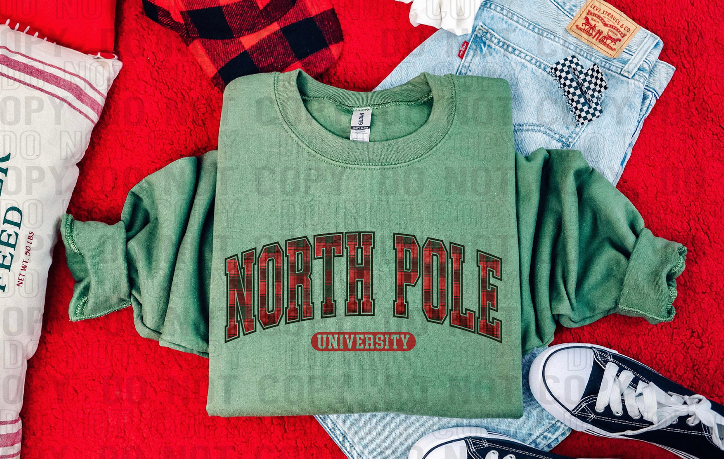 North Pole University Plaid DTF Transfer