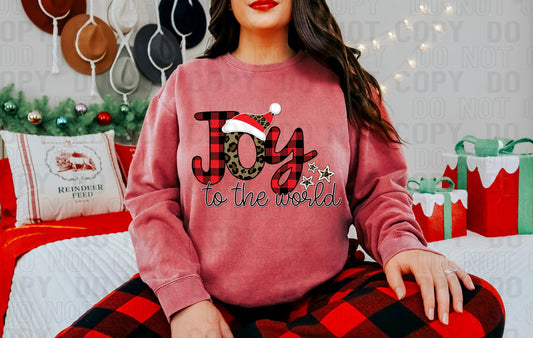 Joy To The World Plaid DTF Transfer