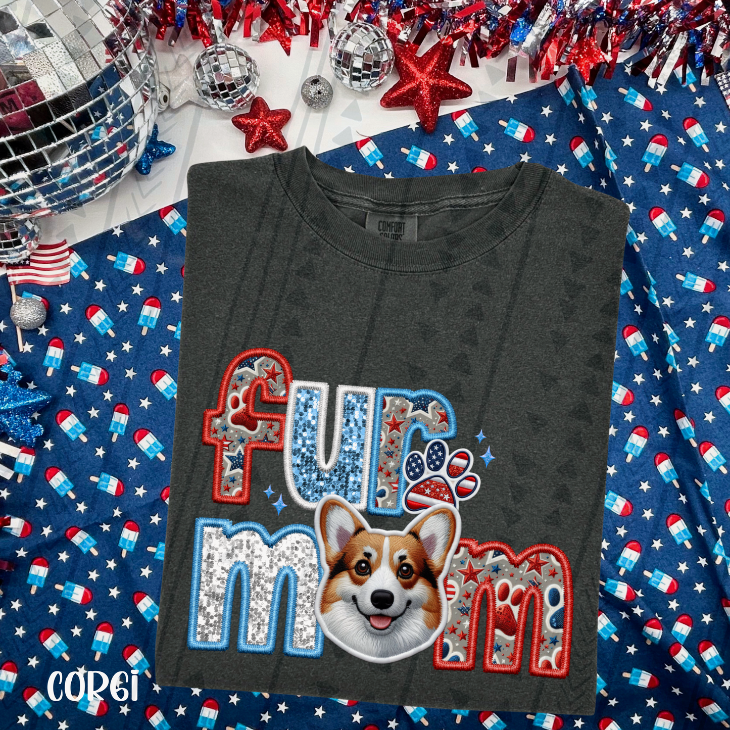 Patriotic Fur Mom DTF Transfer