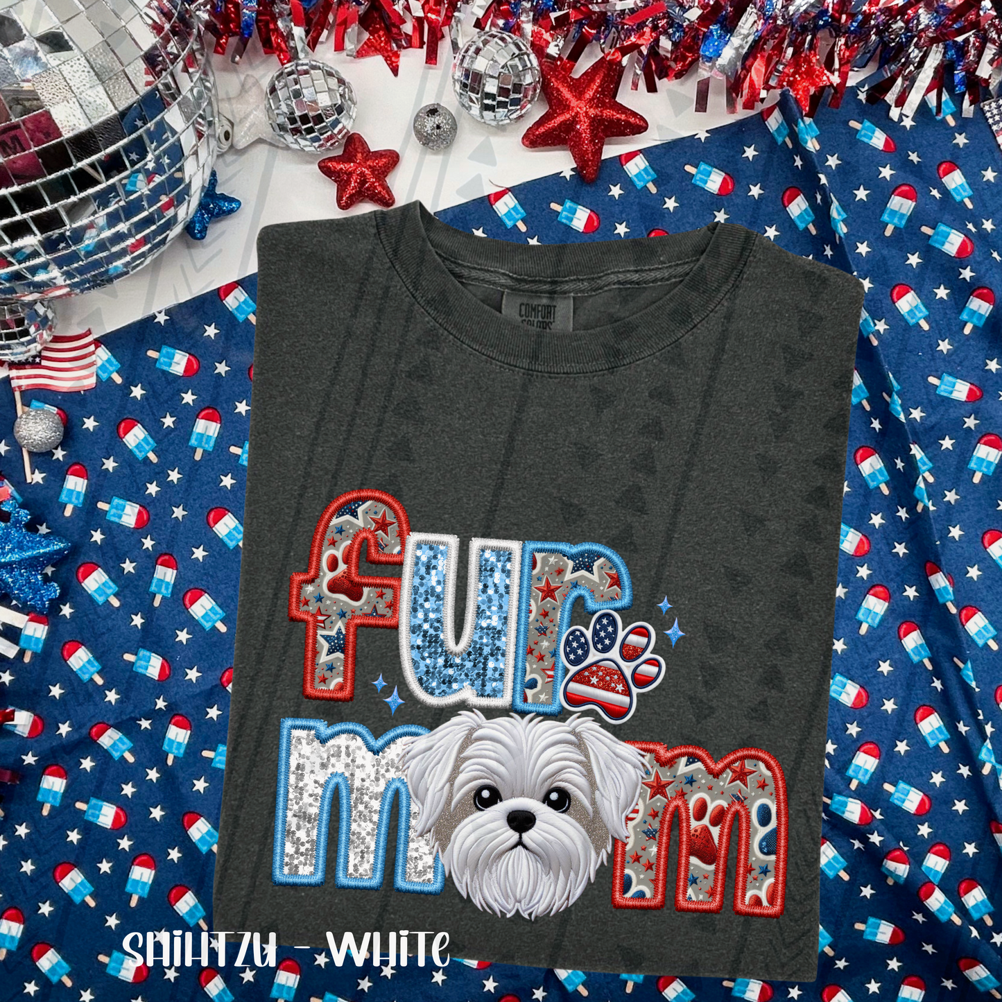 Patriotic Fur Mom DTF Transfer