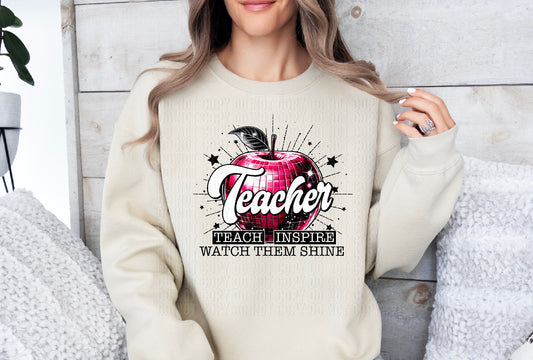 Teacher Watch Them Shine Disco Apple DTF Transfer