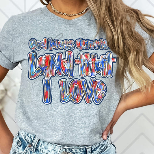 God Bless America Land That I Love DTF Transfer