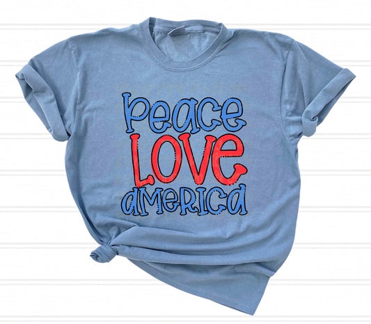 Peace Love America DTF Transfer