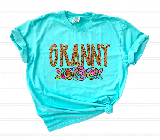 Leopard Floral Granny DTF Transfer