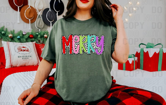 Merry Colorful Dalmatian Outline DTF Transfer