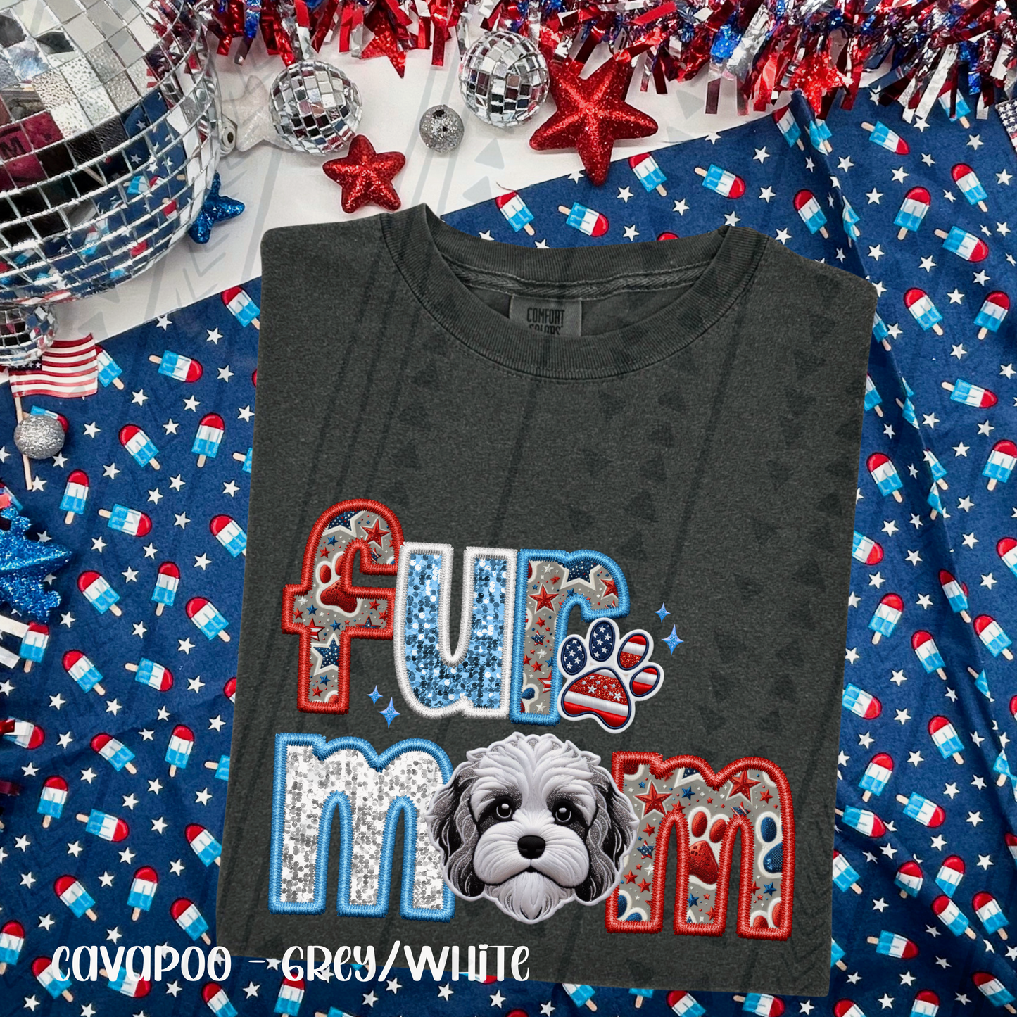 Patriotic Fur Mom DTF Transfer