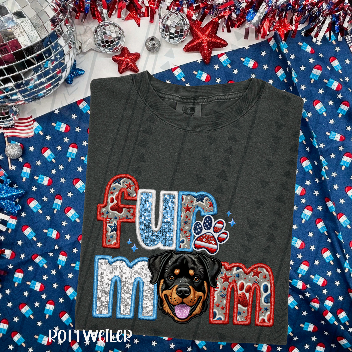 Patriotic Fur Mom DTF Transfer