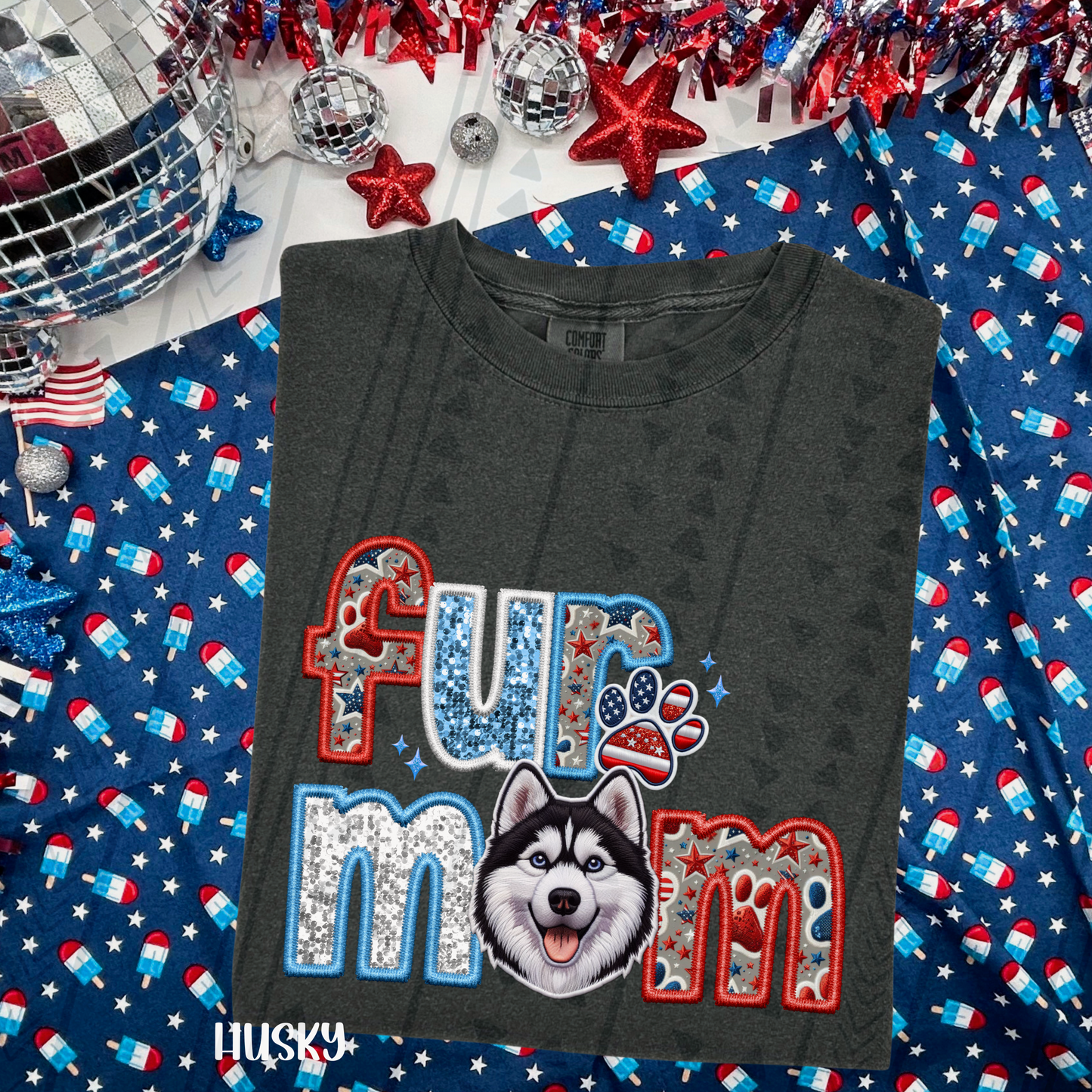 Patriotic Fur Mom DTF Transfer