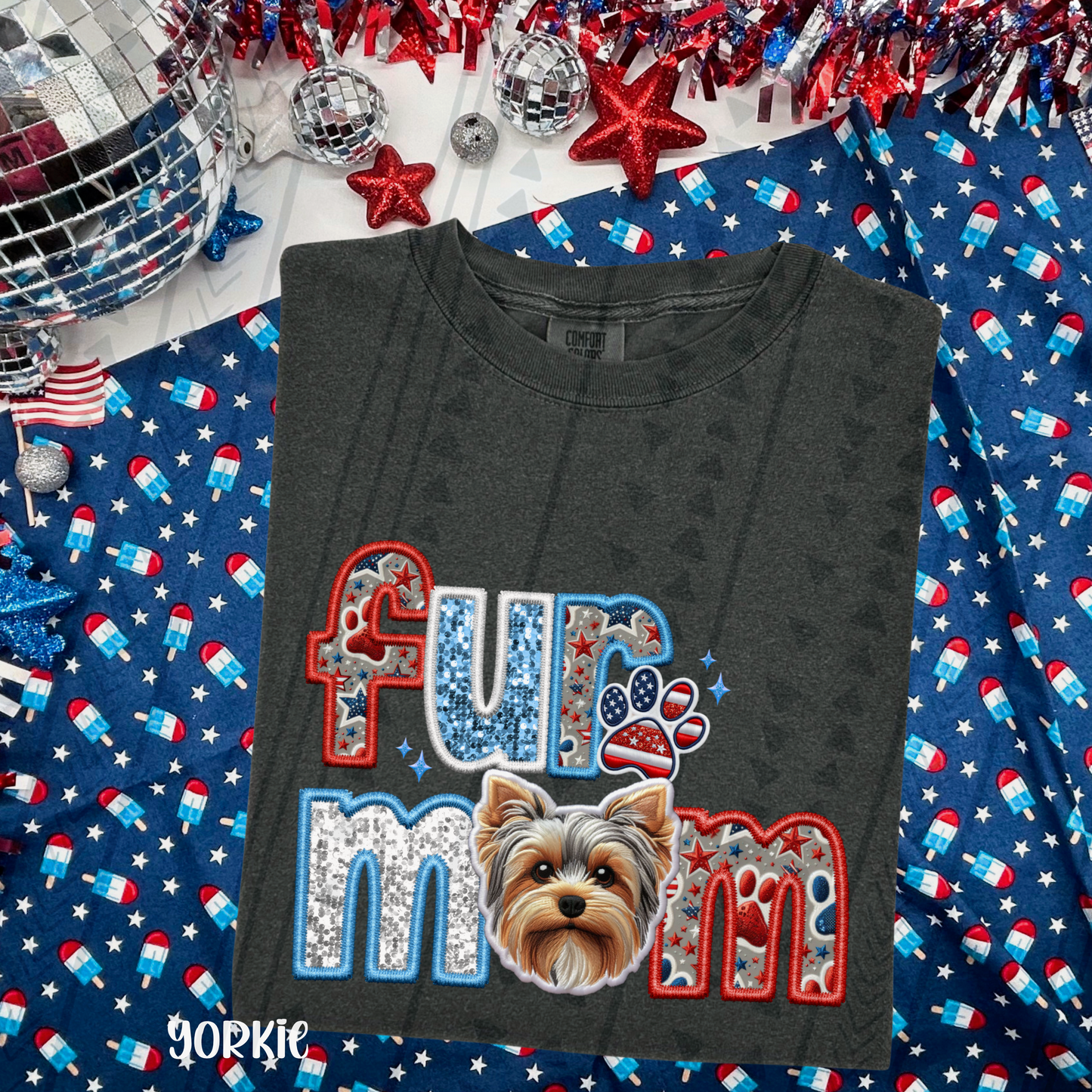 Patriotic Fur Mom DTF Transfer