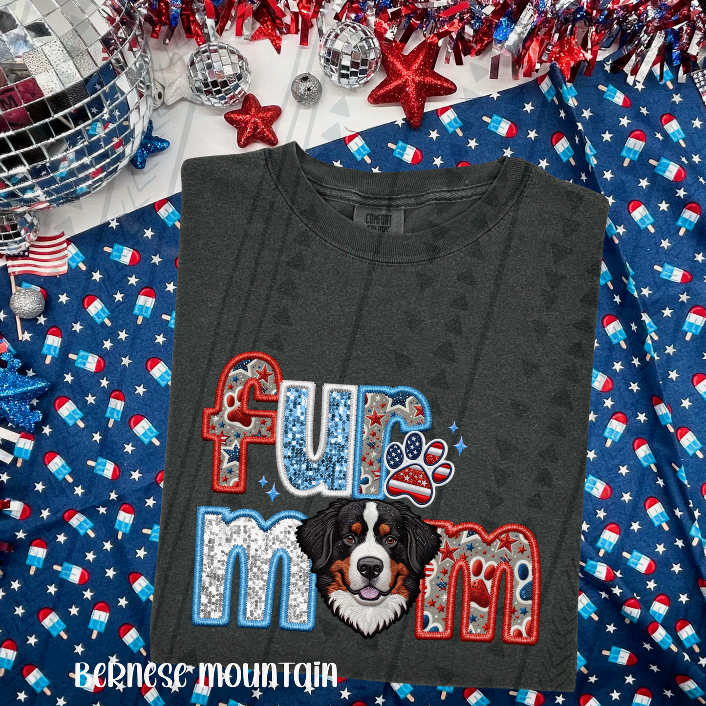 Patriotic Fur Mom DTF Transfer