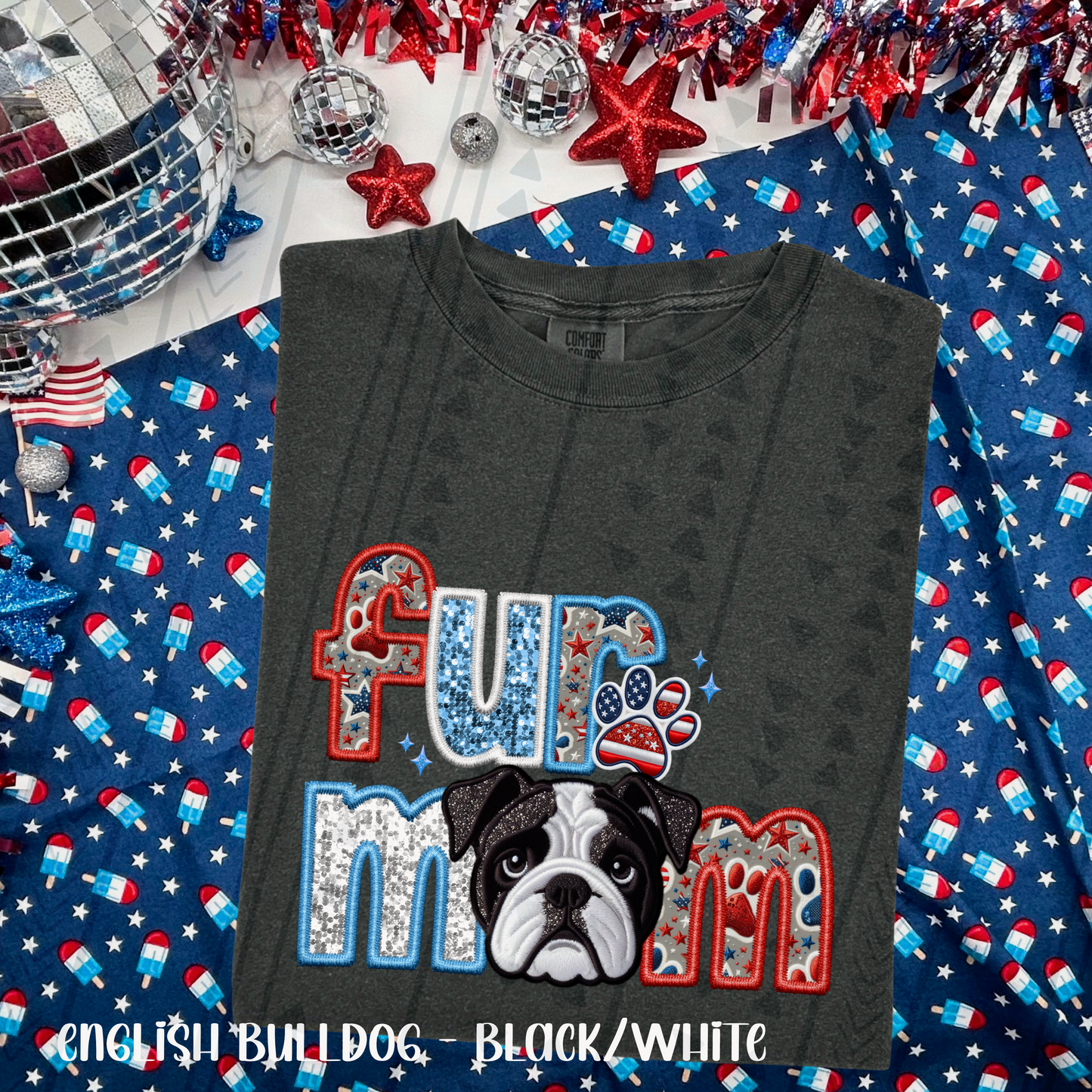 Patriotic Fur Mom DTF Transfer