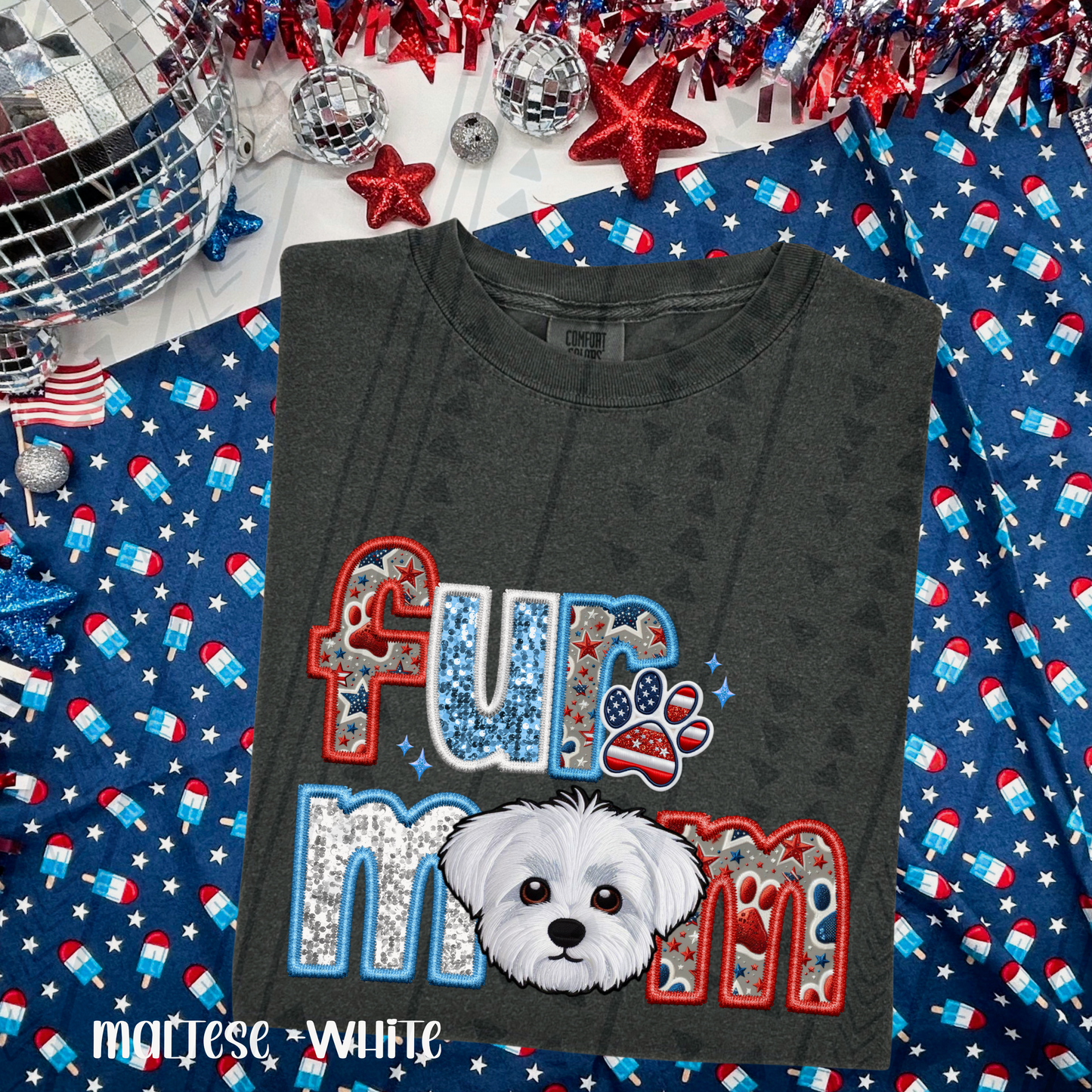 Patriotic Fur Mom DTF Transfer