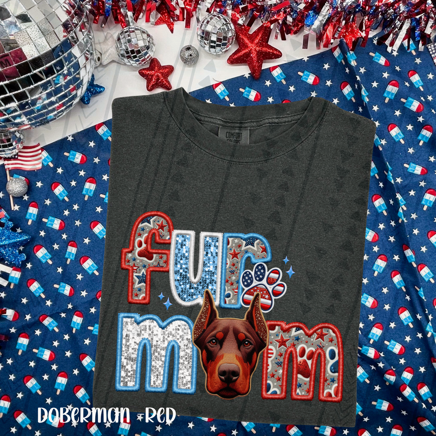 Patriotic Fur Mom DTF Transfer