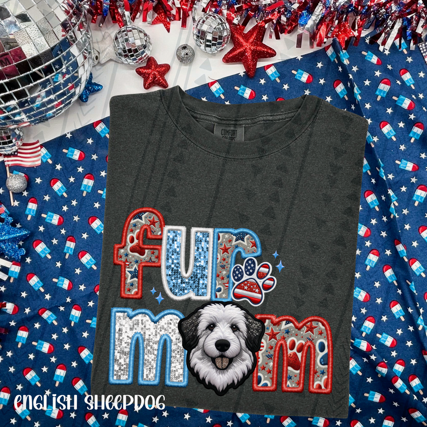 Patriotic Fur Mom DTF Transfer