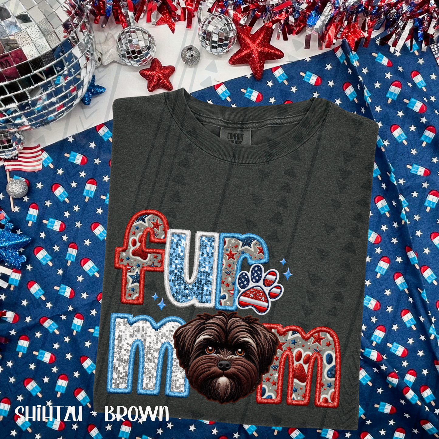 Patriotic Fur Mom DTF Transfer