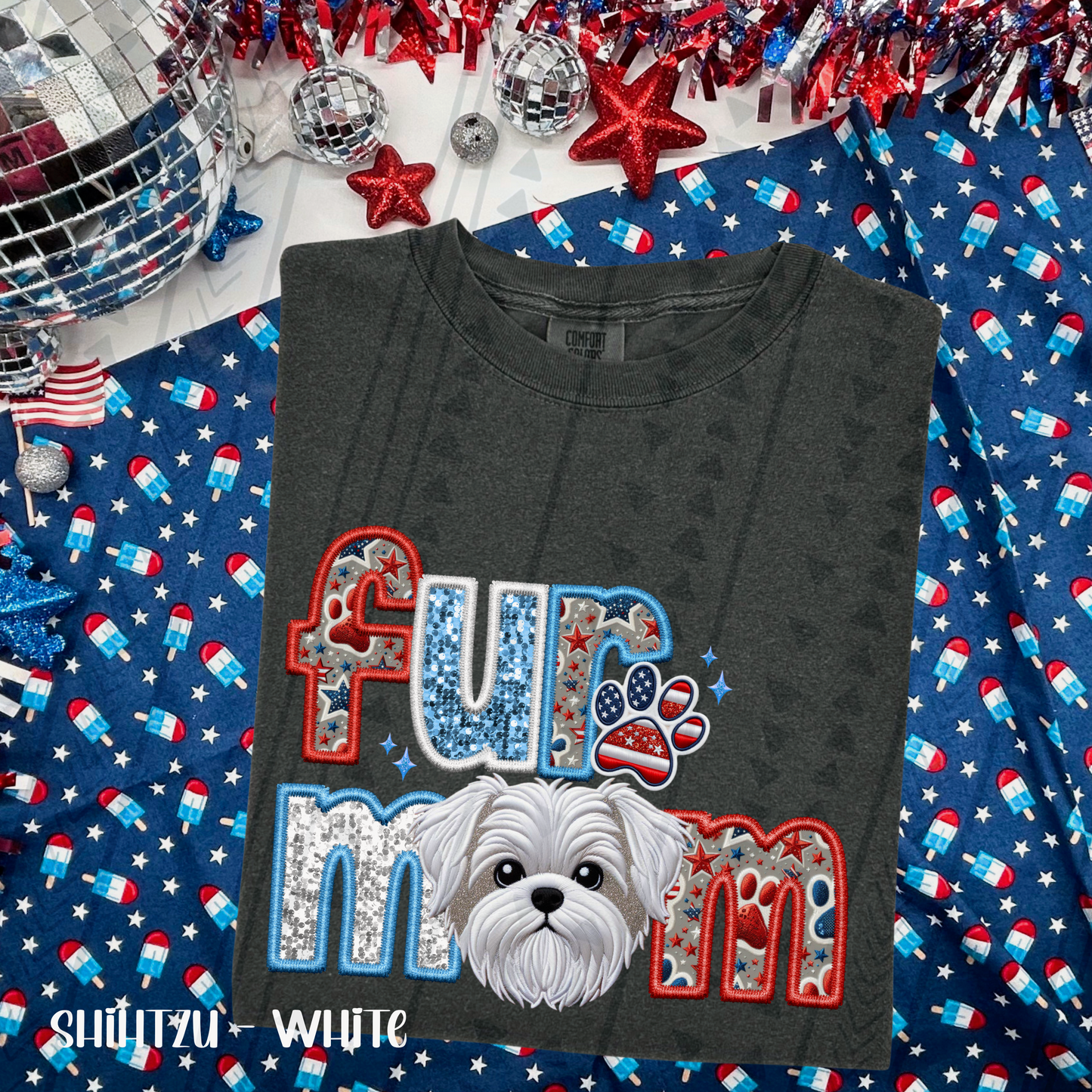 Patriotic Fur Mom DTF Transfer