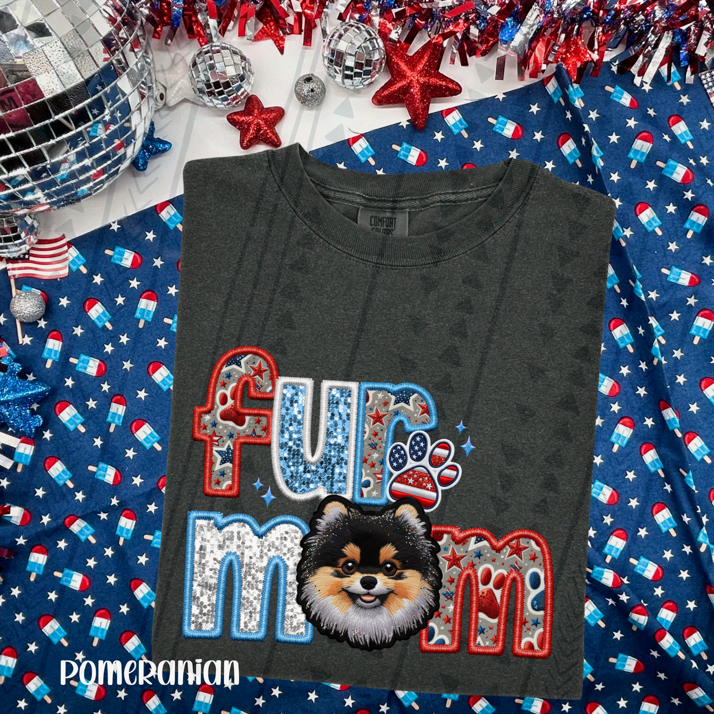 Patriotic Fur Mom DTF Transfer