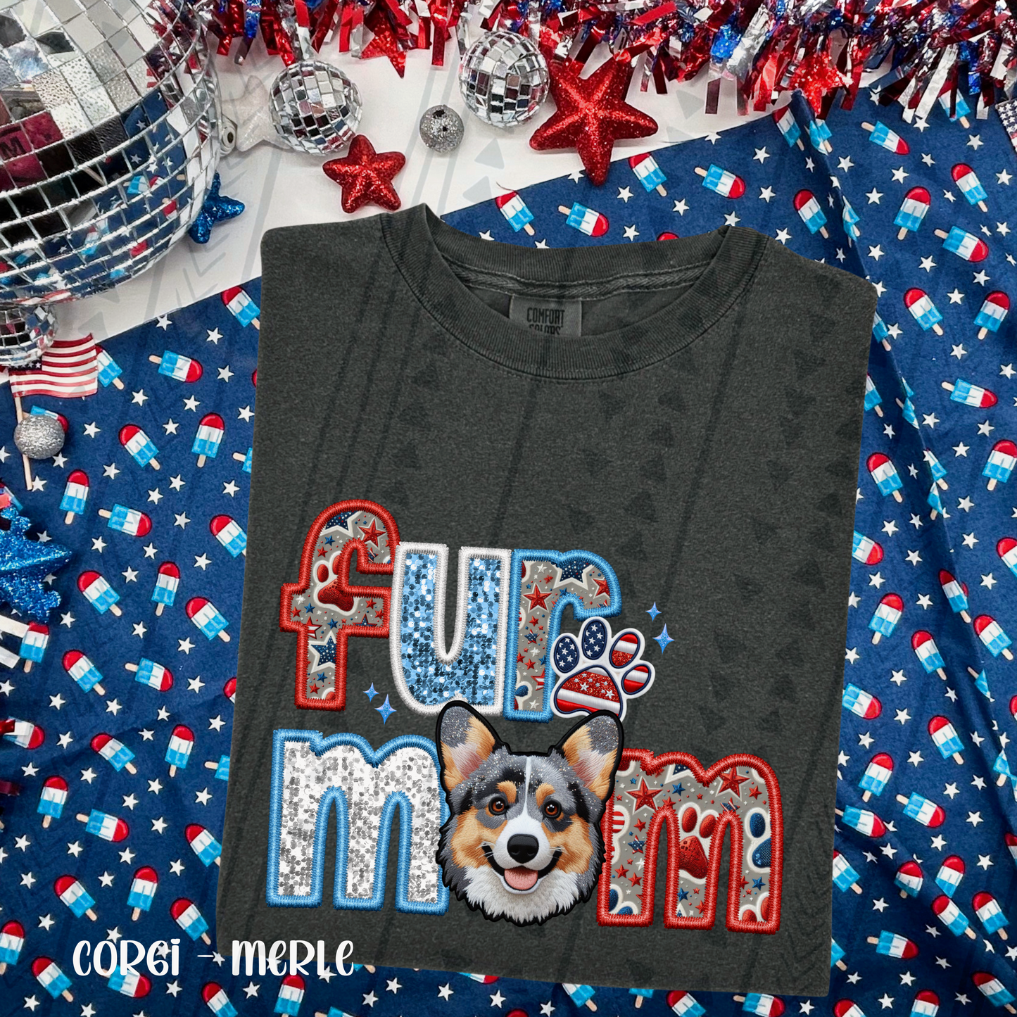 Patriotic Fur Mom DTF Transfer