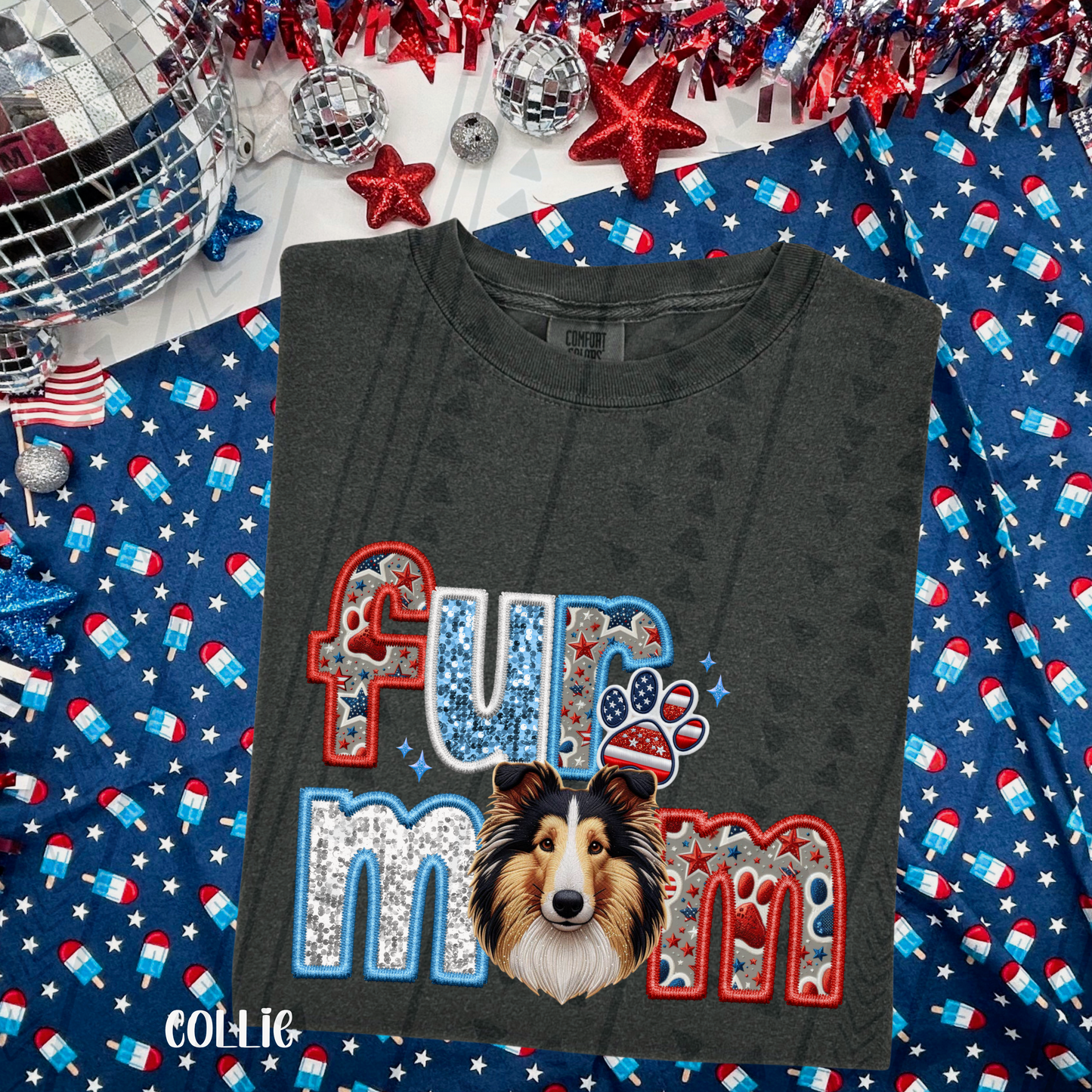 Patriotic Fur Mom DTF Transfer