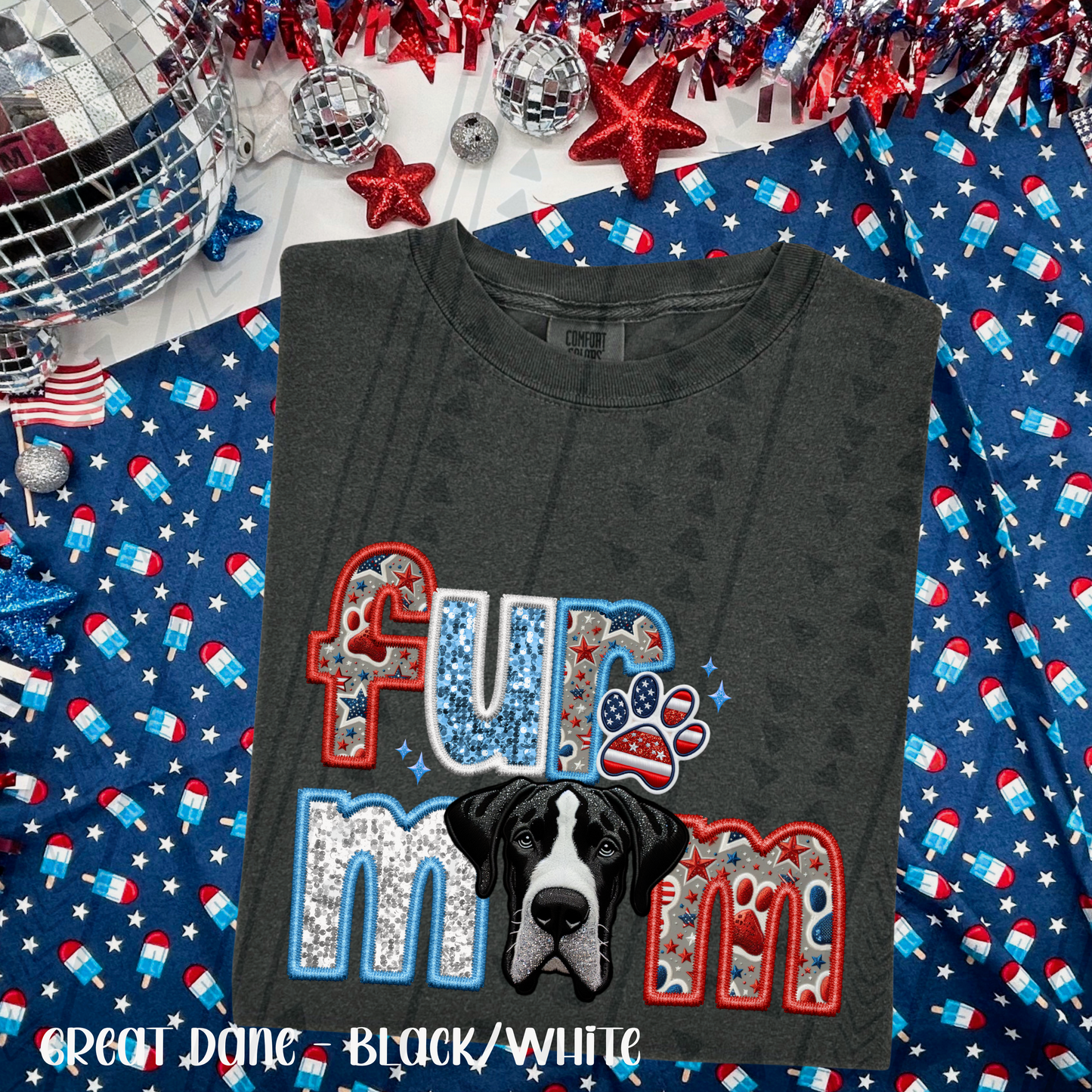 Patriotic Fur Mom DTF Transfer