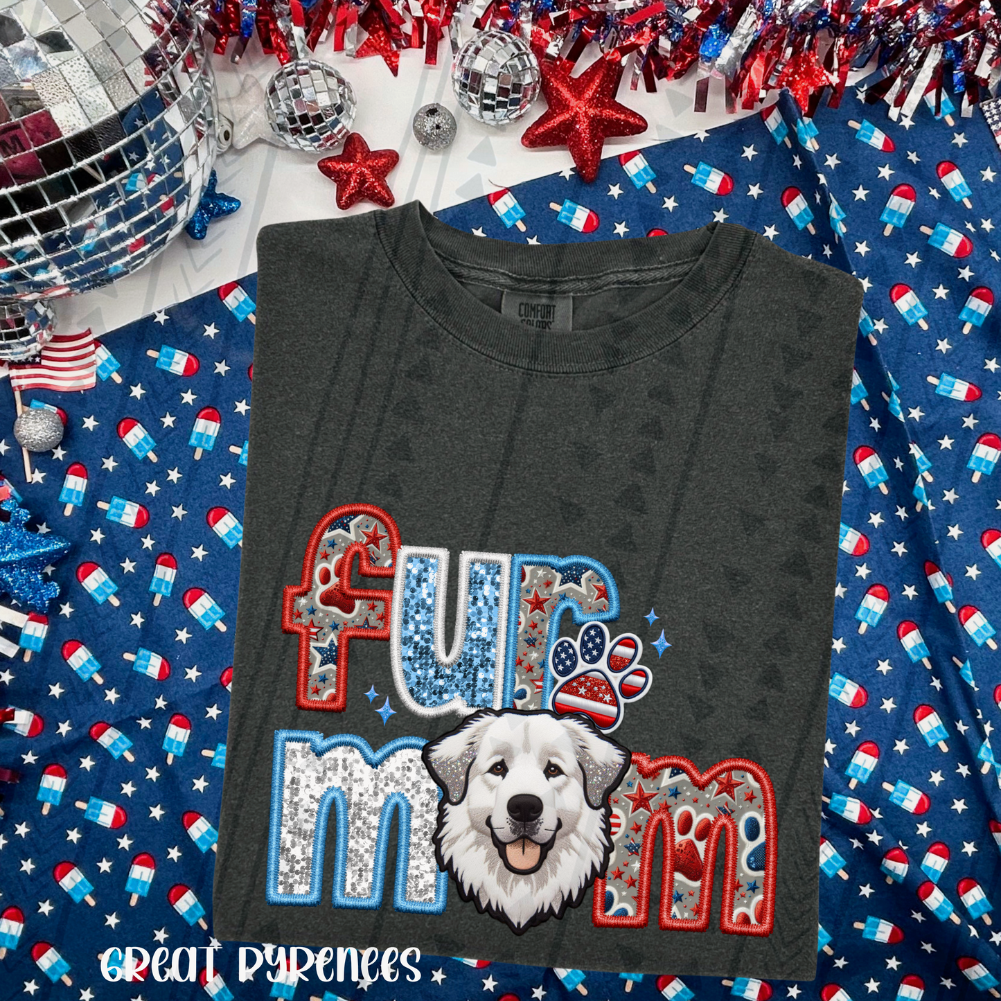 Patriotic Fur Mom DTF Transfer