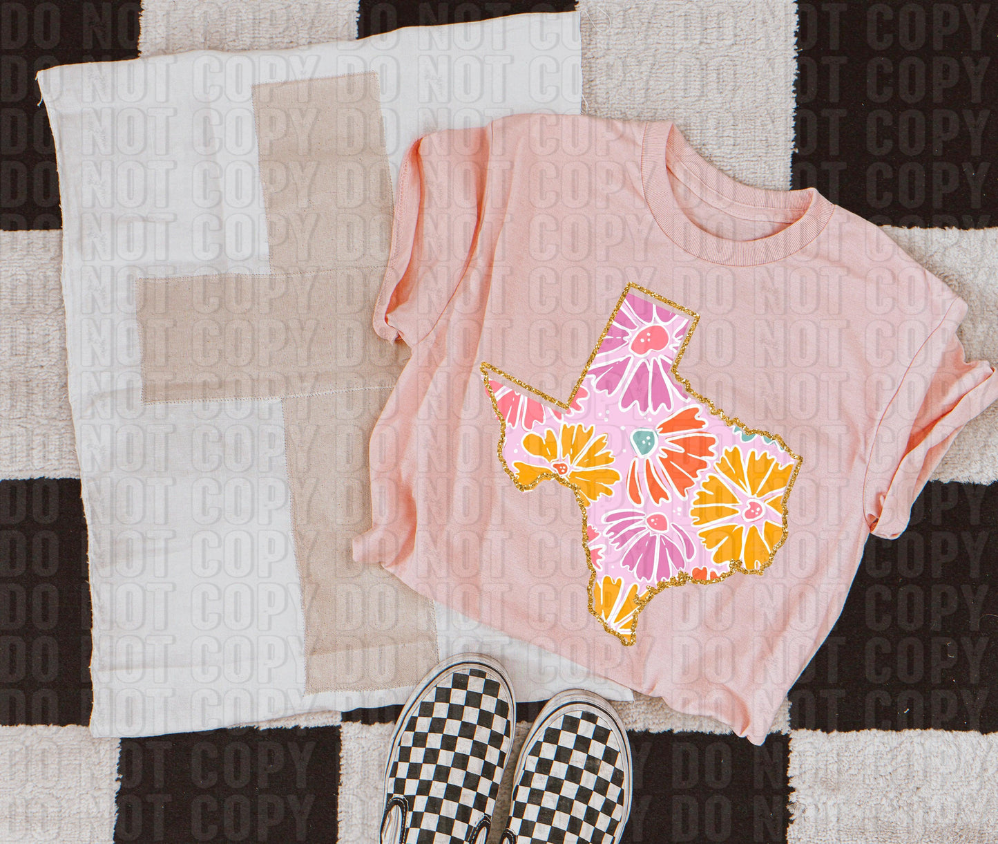 Floral With Gold Outline States DTF Transfer