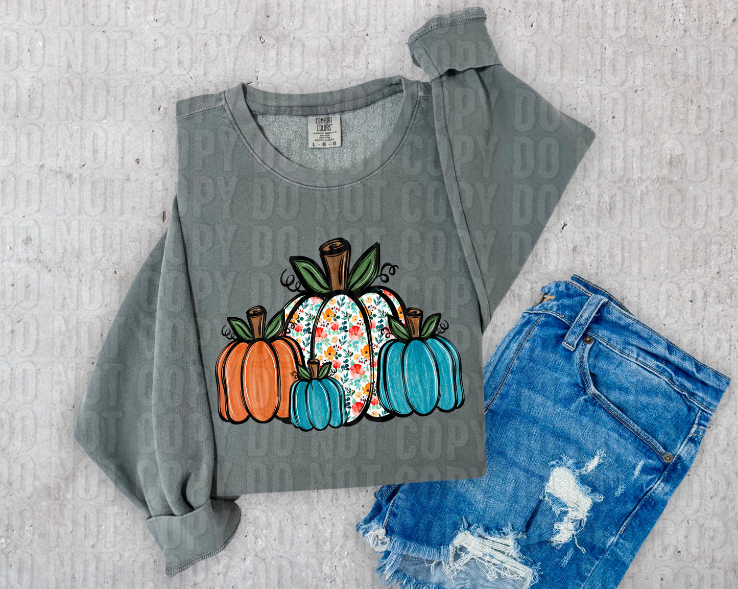 Pumpkins Floral DTF Transfer