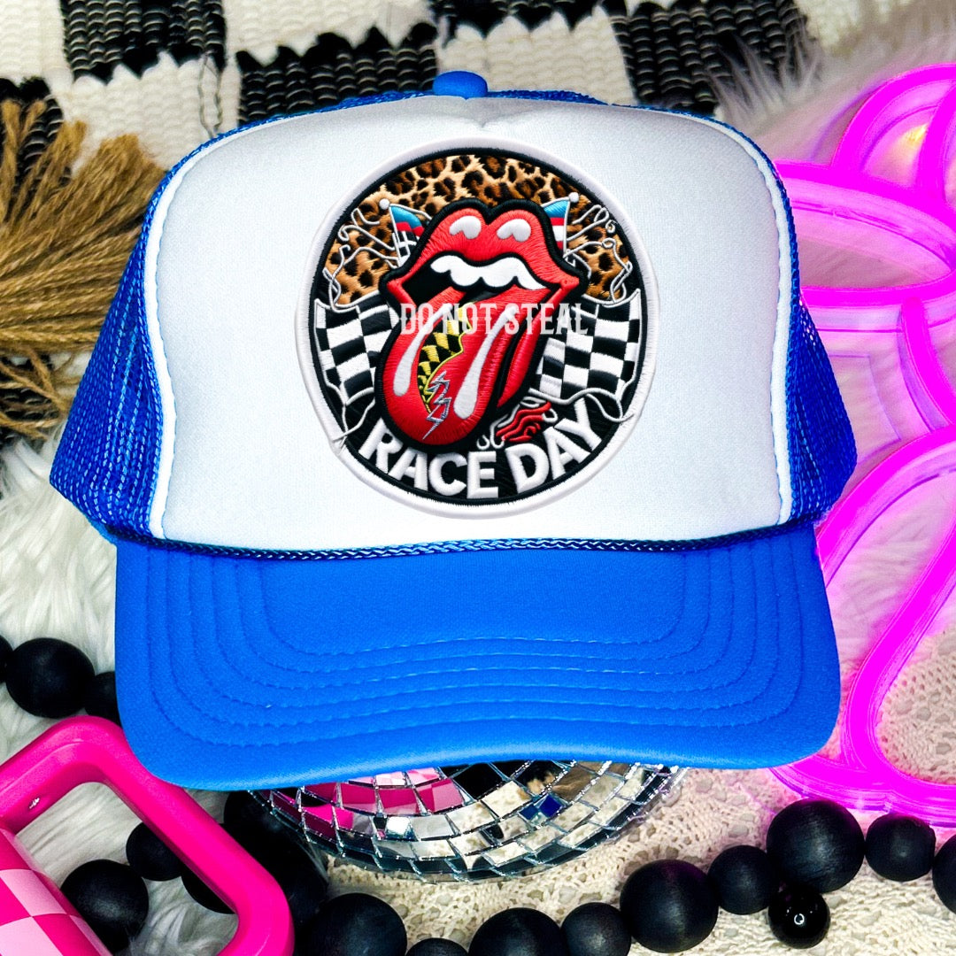 Race Day Circle Faux Embroidery Hat Patch DTF Transfer