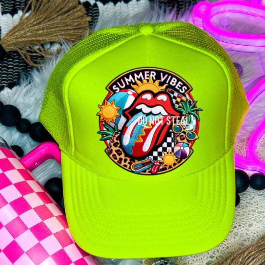 Summer Vibes Faux Embroidery Hat Patch DTF Transfer