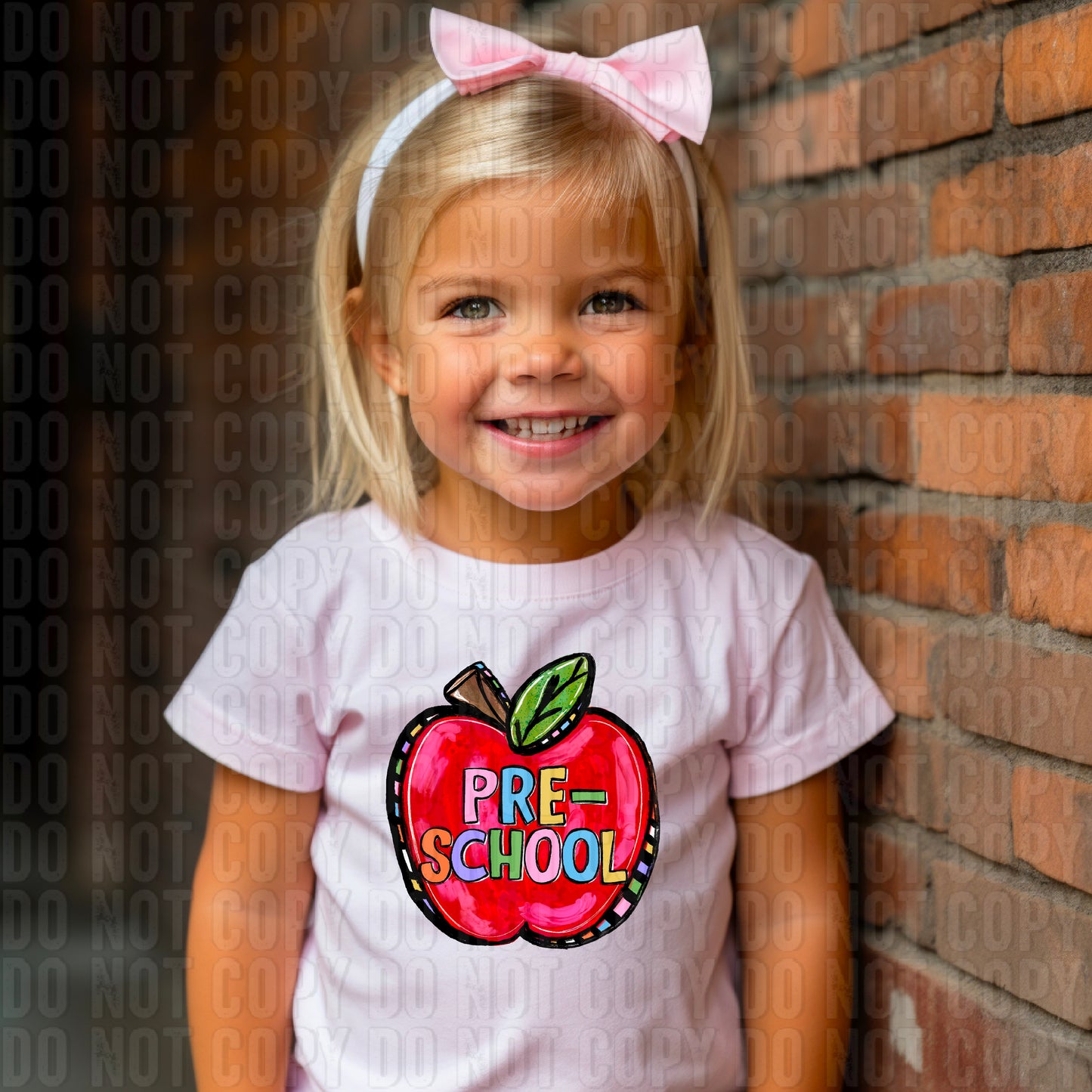 Pre-school Girl Funky Painted Apple DTF Transfer