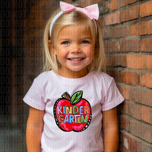 Kindergarten Girl Funky Painted Apple DTF Transfer