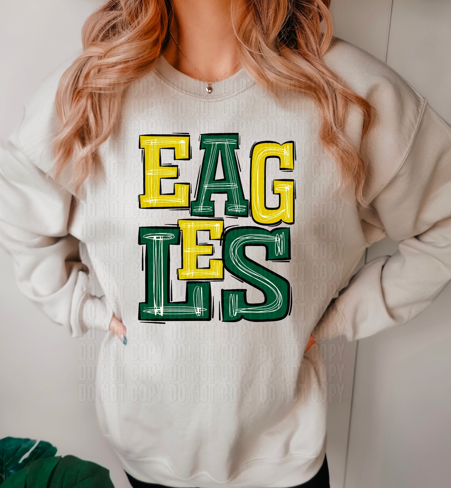 Eagles Gold And Green Sporty Mascot DTF Transfer