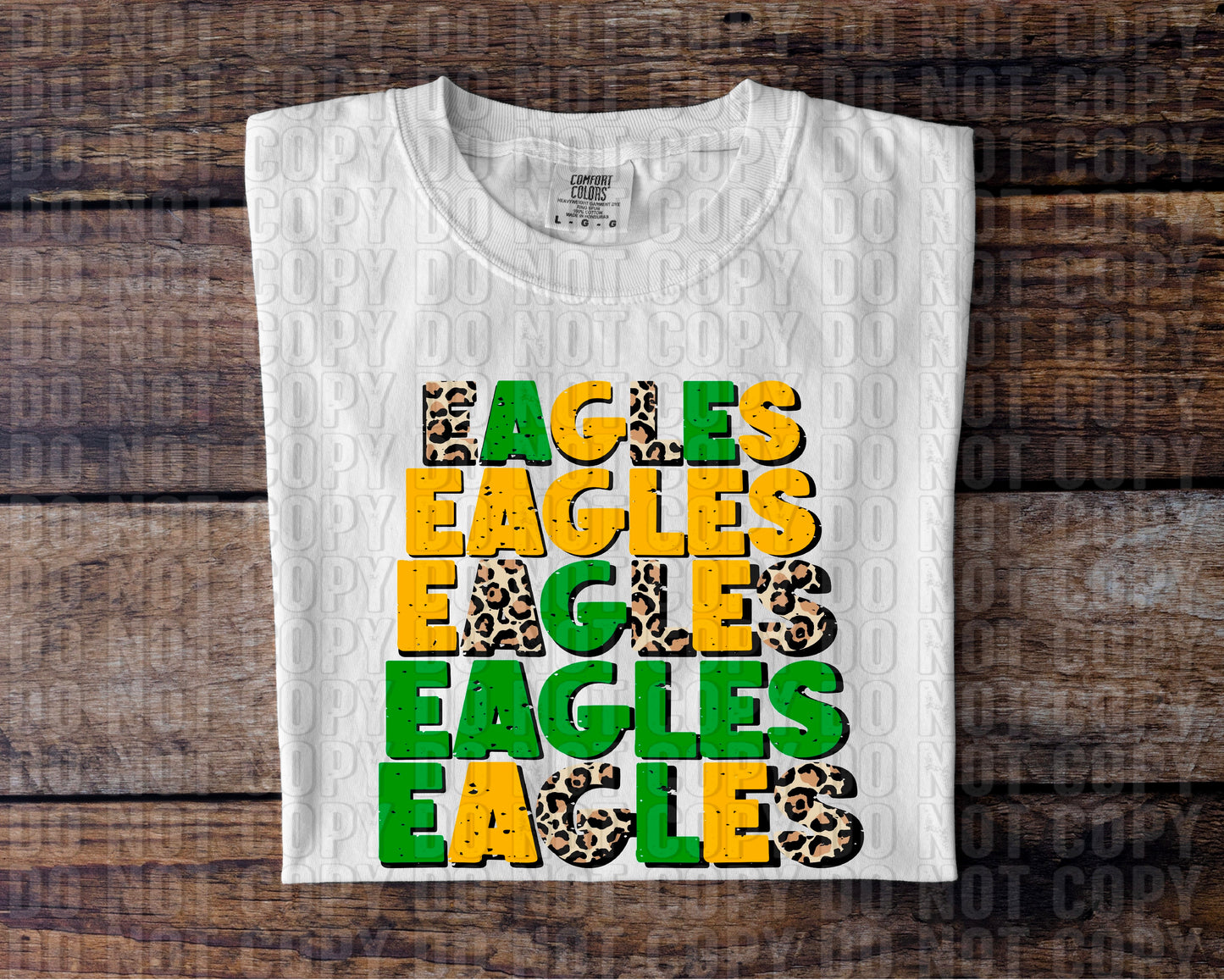 Eagles Stacked Green Gold Leopard DTF Transfer