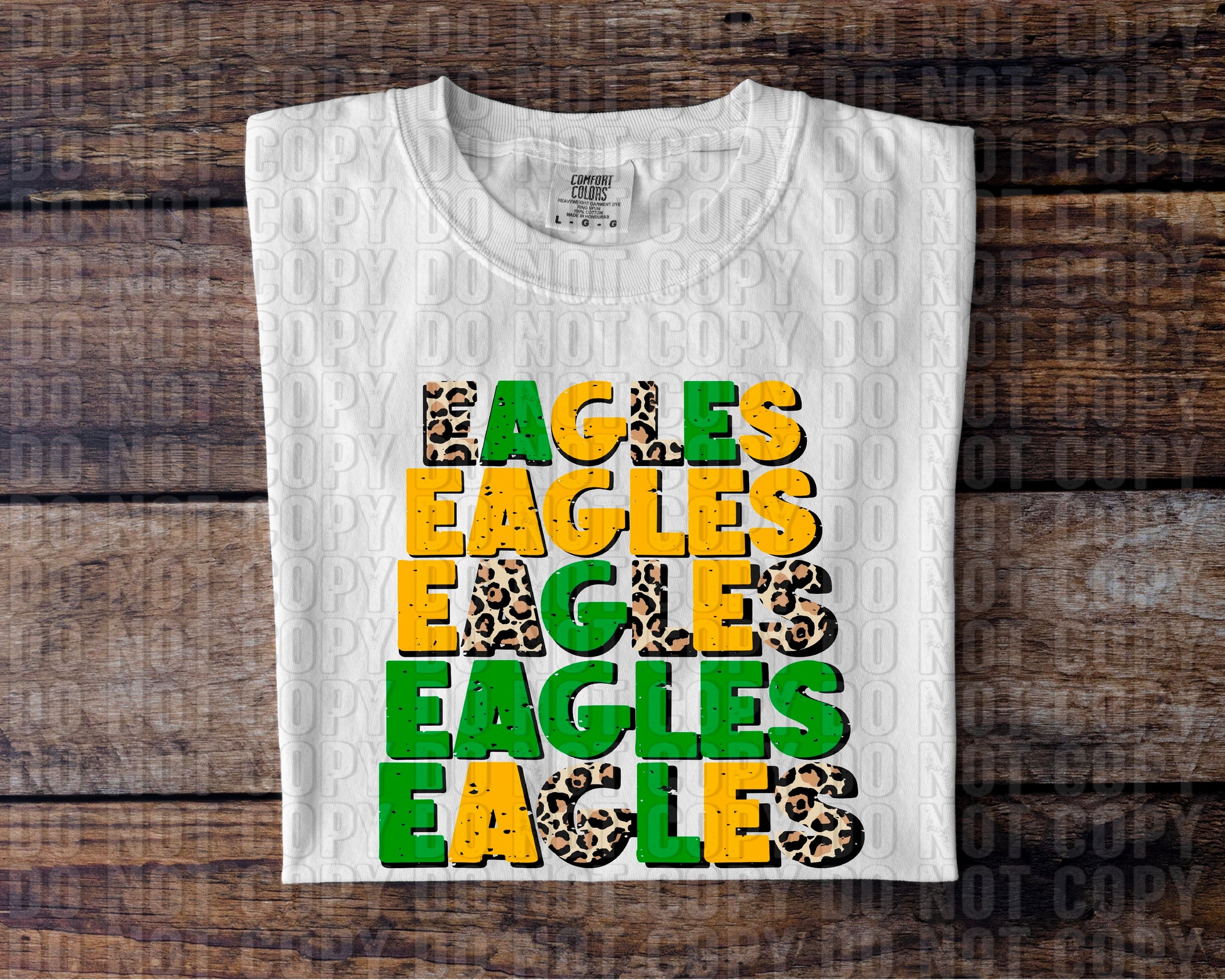 Eagles Stacked Green Gold Leopard DTF Transfer