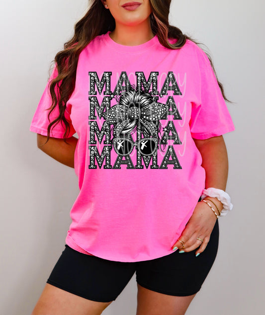 Mama Stacked Preppy Rhinestones DTF Transfer