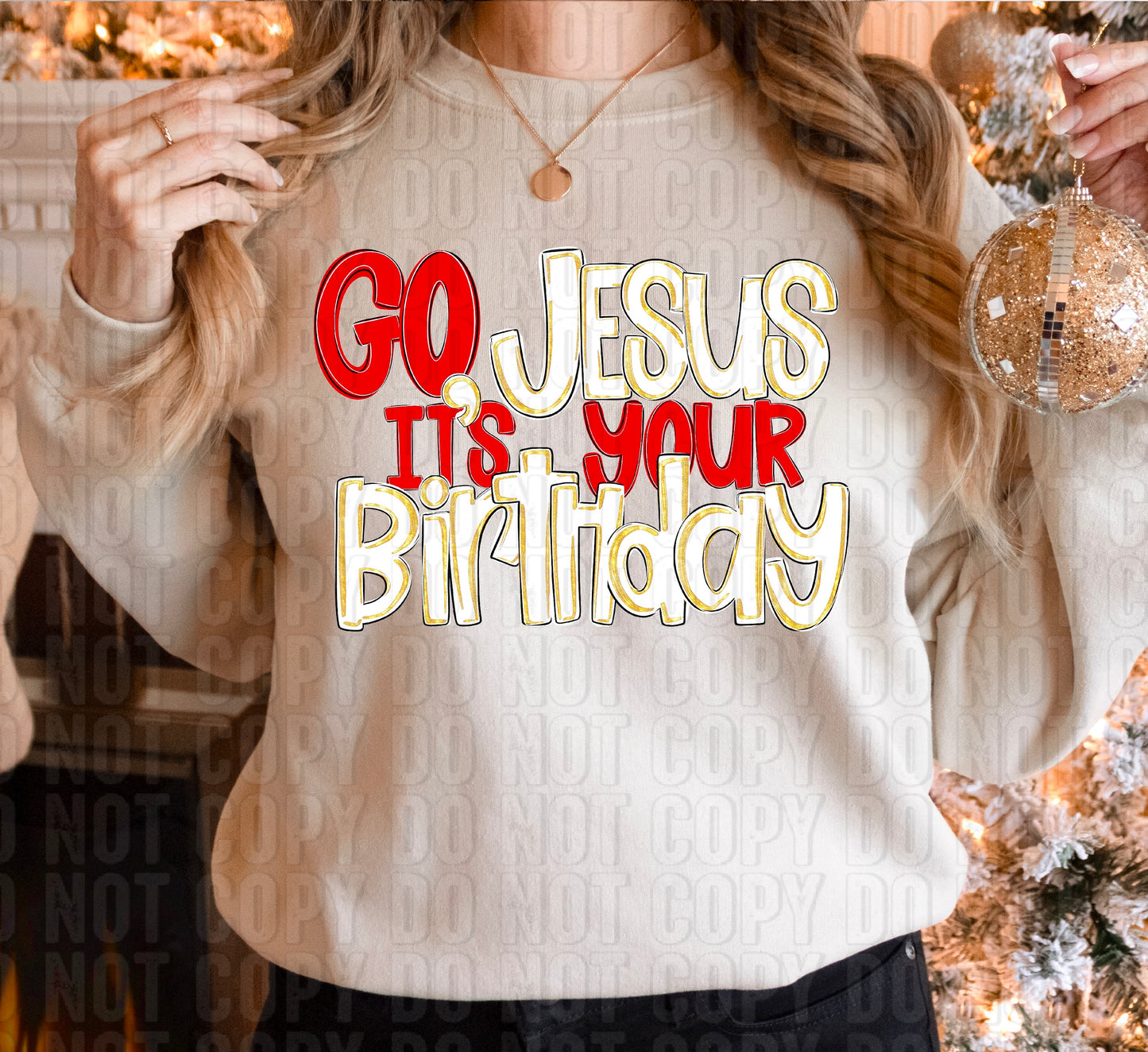 Go Jesus It's Your Birthday Gold Glitz DTF Transfer