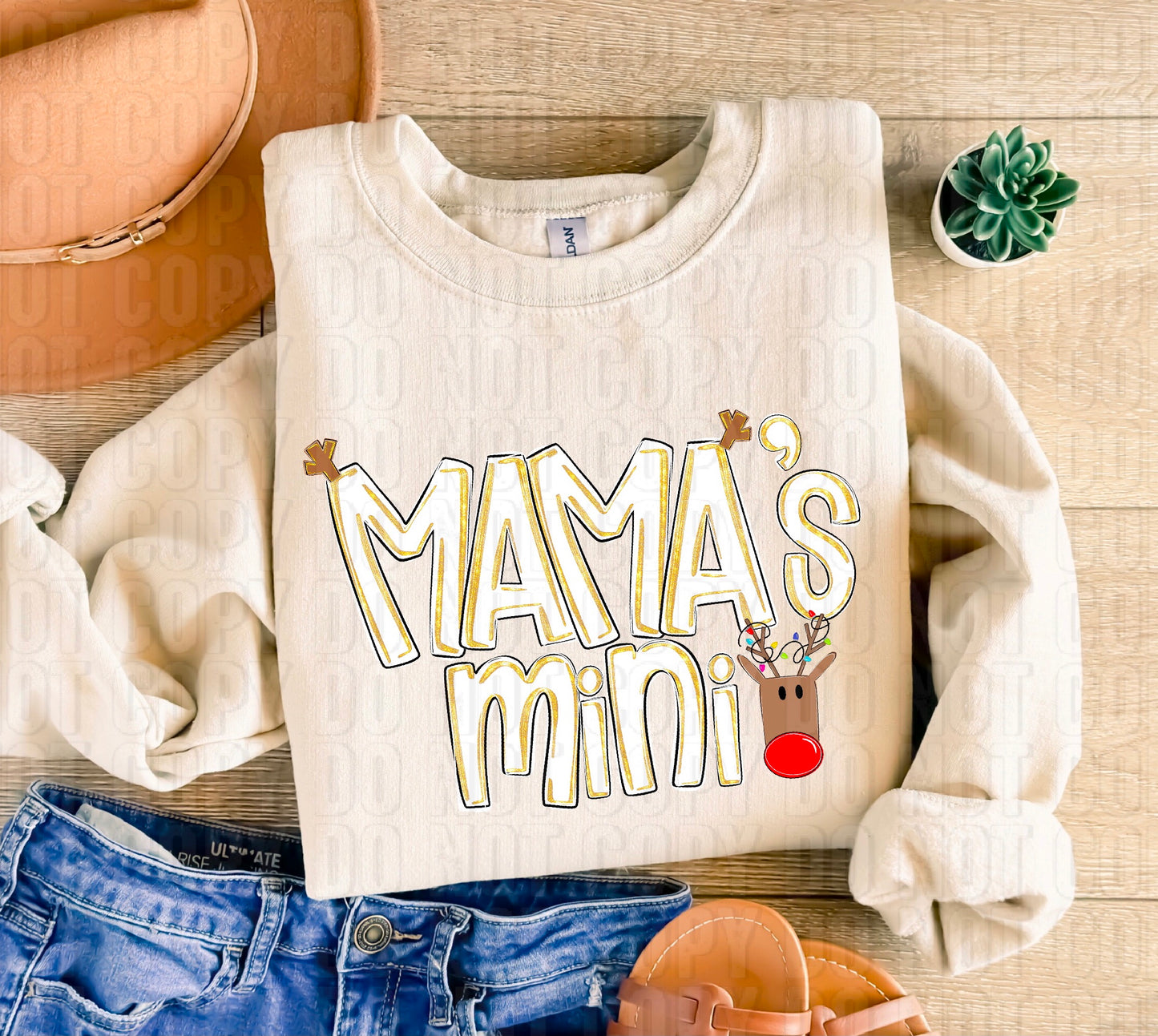 Mama's Mini Gold Glitz Antlers DTF Transfer