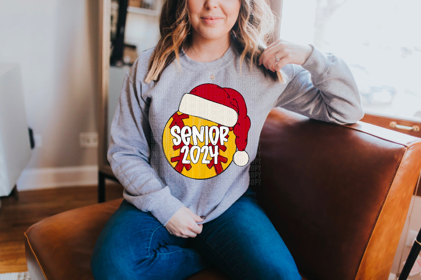 Senior 2024 Softball Santa Hat DTF Transfer