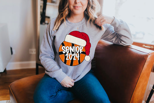 Senior 2024 Basketball Santa Hat DTF Transfer