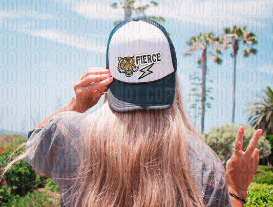 Fierce Tiger Hat Faux Embroidered Patch DTF Transfer