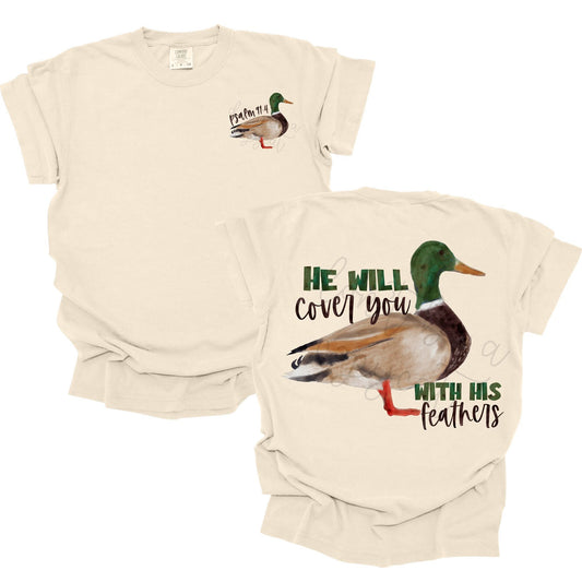 He Will Cover You With His Feathers Front/Back DTF Transfer