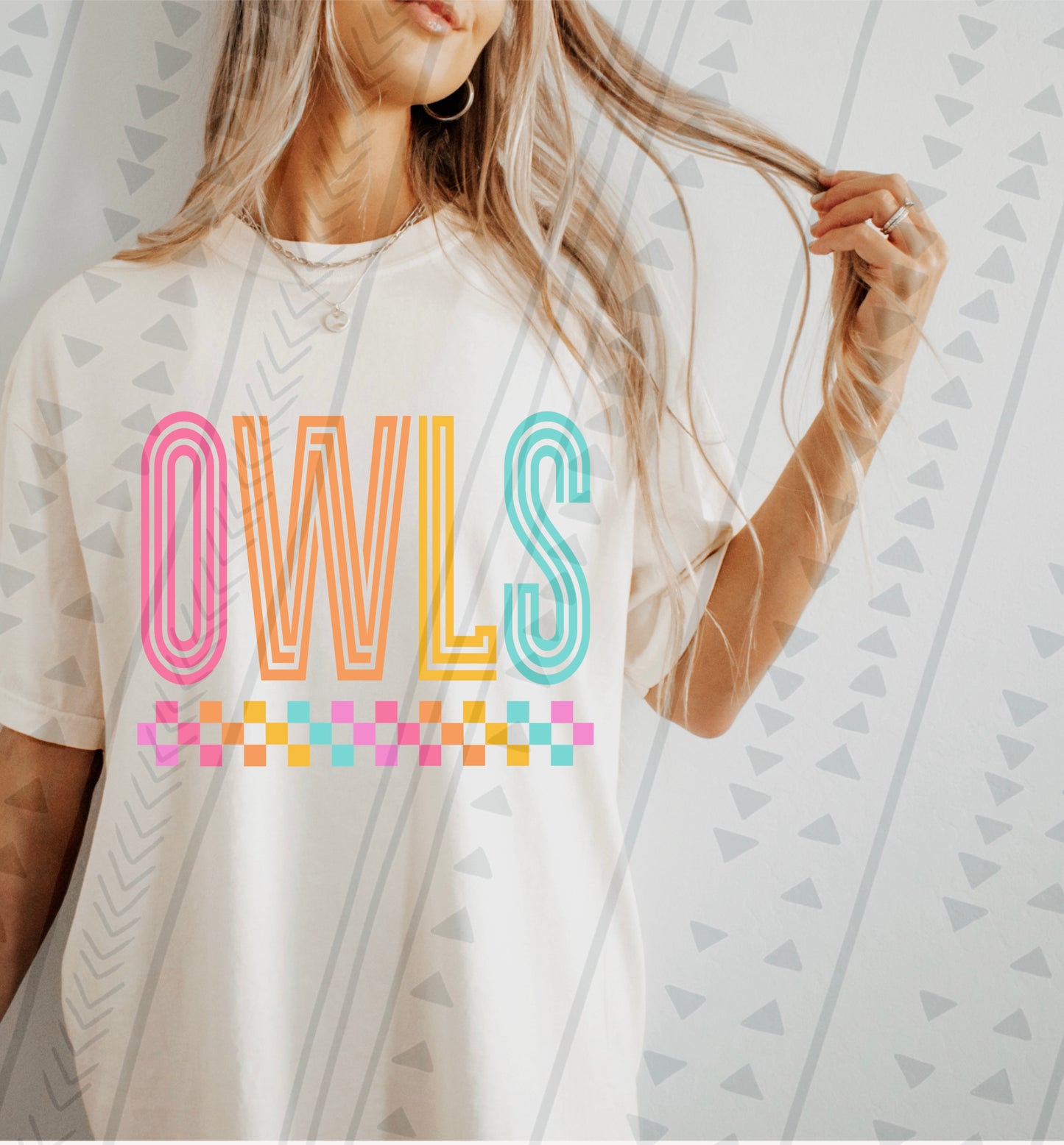 Owls Colorful Line Mascot DTF Transfer