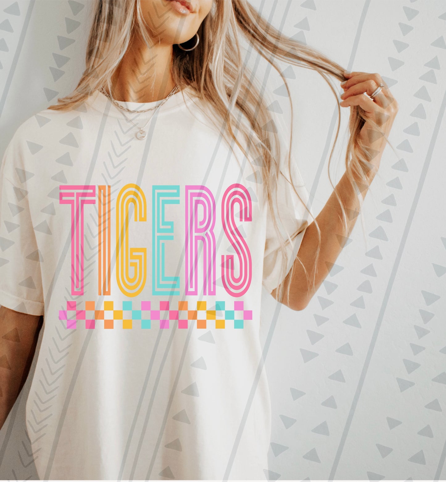 Tigers Colorful Line Mascot DTF Transfer