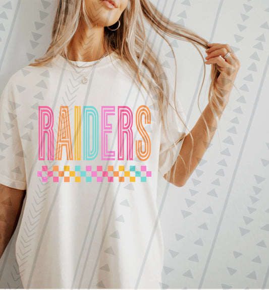 Raiders Colorful Line Mascot DTF Transfer